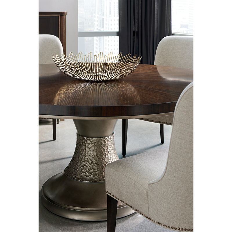 moderne2 Moderne dining table close up detail shot showing finishes of materials by Caracole